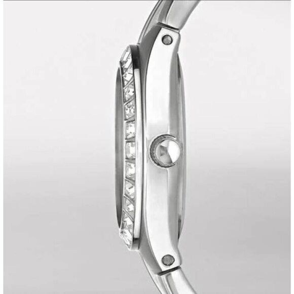 NIB~RELIC BY FOSSIL Queen's Court Pink MOP & Crystal 3-Hand Women's Watch - Picture 4 of 5